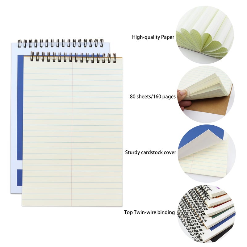 Aacehlh Top Spiral Steno Pads 6 Pack Notepads 6x9 Inches 80 Sheets White Paper Gregg Rule Steno Notebooks for Writing Notes in School  University  College  Office - Image 3